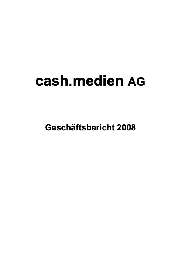 Titelseite: Geschäftsbericht 2008