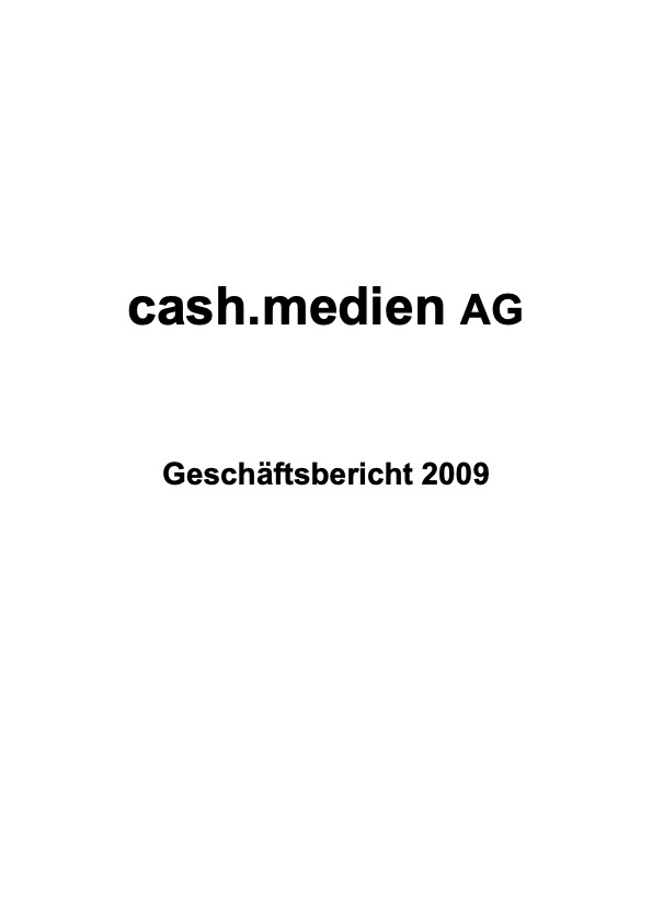 Titelseite: Geschäftsbericht 2009