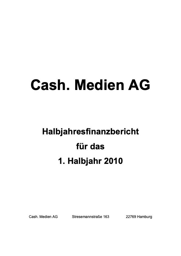 Titelseite: Halbjahresfinanzbericht 2010