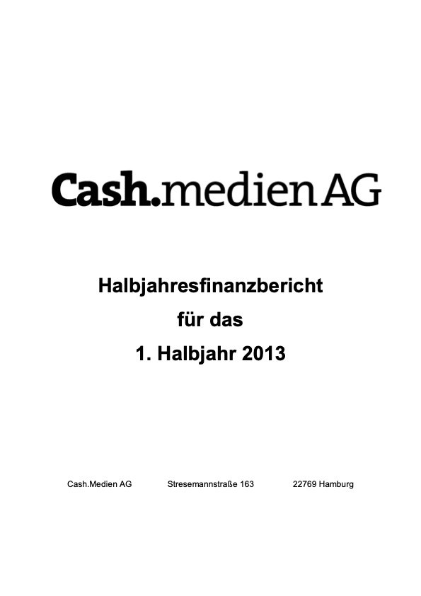 Titelseite: Halbjahresfinanzbericht 2013