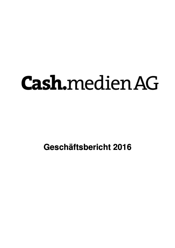 Titelseite: Geschäftsbericht 2016
